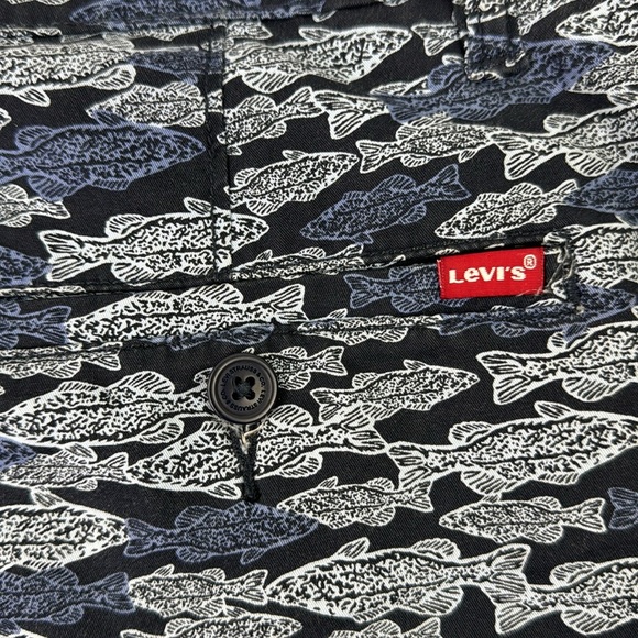 Levi's Chino Men's Blue Fish Casual Bermuda Shorts - Picture 9 of 14